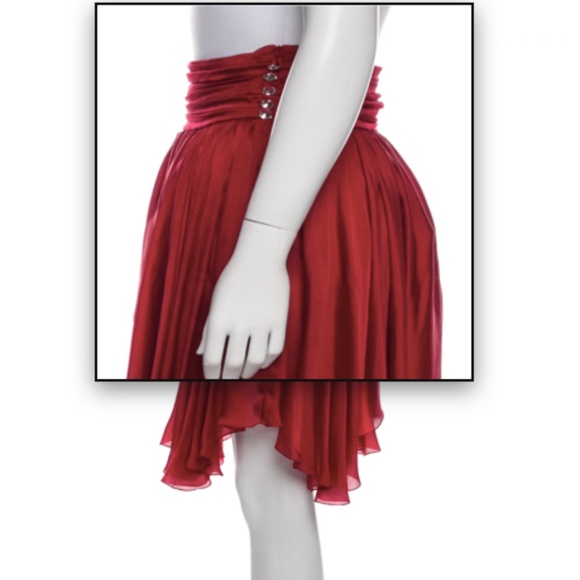Alexandre Vauthier Red Featherweight 100% Silk Knee-Length Skirt * NEW * 65% OFF - Picture 4 of 4